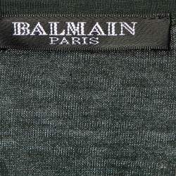 مملوكة مسبقًا توب بلمان بأزرار قطن أخضر بأكمام طويلة تفاصيل مقاس متوسط (ميديوم)