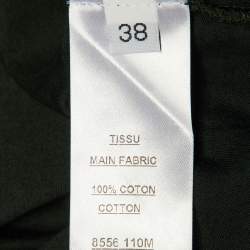 مملوكة مسبقًا توب بلمان بأزرار قطن أخضر بأكمام طويلة تفاصيل مقاس متوسط (ميديوم)