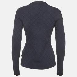Pre Owned Balmain Navy Blue Stretch Knit Sweatshirt M
