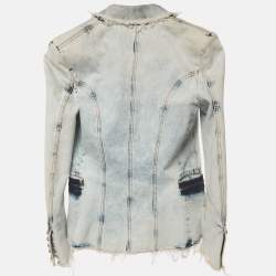 مملوكة مسبقًا Balmain Blue Washed Denim Double Breasted Jacket M