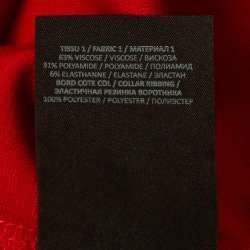 Pre Owned Balmain Red Logo Embroidered Jersey Top M