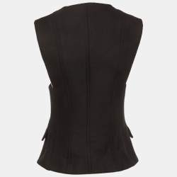 مملوكة مسبقًا Balmain Black Silk Blend Pocket Detail Sleeveless Jacket M