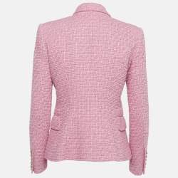 Pre Owned Balmain Pink Tweed Double Breasted Blazer M