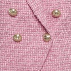 Pre Owned Balmain Pink Tweed Double Breasted Blazer M