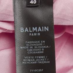 Pre Owned Balmain Pink Tweed Double Breasted Blazer M