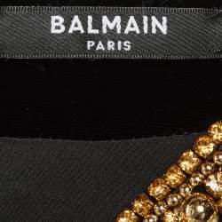 Pre Owned Balmain Black Velvet Embellished Mini Dress M