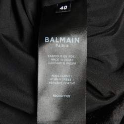 Pre Owned Balmain Black Velvet Embellished Mini Dress M
