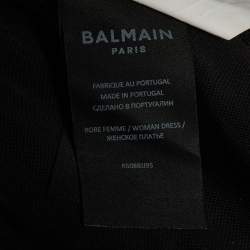 Pre Owned فستان بلميان ميني هالترنيك جاكار شعار مخطط أسود مقاس متوسط (ميديم)