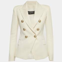 Pre Owned Balmain Block Gabardine Double Breasted Blazer S
