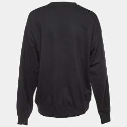 Pre Owned سترة بلومان قطن برقبة دائرية بطبعة شعار أسود مقاس متوسط