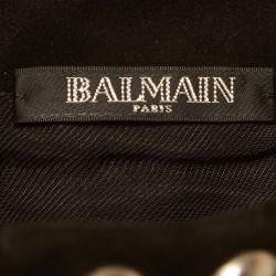 Pre Owned تنورة بالمين مبرشمة من جلد الغزال أسود قصيرة مقاس صغير (سمول)