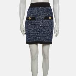 مملوكة مسبقًا Balmain Blue Lurex Tweed Mini Skirt L