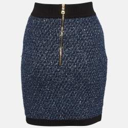 مملوكة مسبقًا Balmain Blue Lurex Tweed Mini Skirt L
