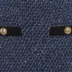 مملوكة مسبقًا Balmain Blue Lurex Tweed Mini Skirt L