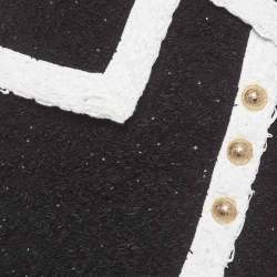 Pre Owned Balmain Black Tweed Asymmetric Mini Skirt L