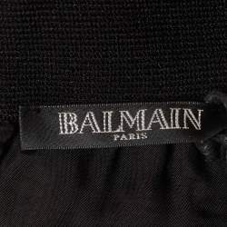 Pre Owned Balmain Black Tweed Asymmetric Mini Skirt L