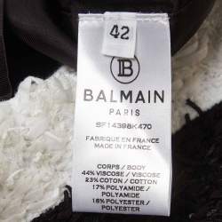 Pre Owned Balmain Black Tweed Asymmetric Mini Skirt L