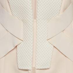 Pre Owned جاكيت بليزر بالمان صوف وردي باستيل مع لوحة نسيج محببة مقاس متوسط - ميديم