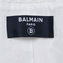 Pre Owned Balmain White Tweed Crop Jacket M
