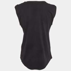 Pre Owned Balmain Black Logo Print Jersey Tank Top M