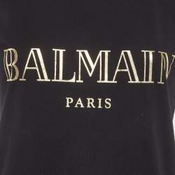 Pre Owned Balmain Black Logo Print Jersey Tank Top M
