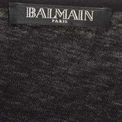 Pre Owned Balmain Black Logo Print Jersey Tank Top M