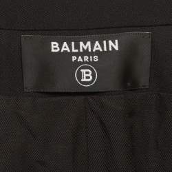 Pre Owned Balmain Black Wool Grain-de-Poudre Double Breasted Blazer S