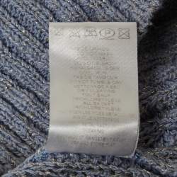 Pre Owned Balmain Blue Lurex Open Knit Sweater S