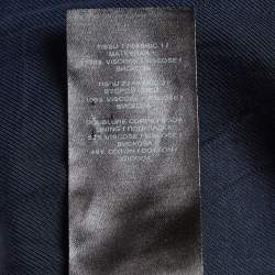 Pre Owned Balmain Navy Blue Crepe and Satin Collar Tie Up Blazer S