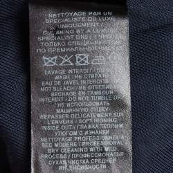 Pre Owned Balmain Navy Blue Crepe and Satin Collar Tie Up Blazer S