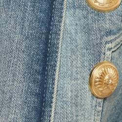Pre Owned Balmain Blue Washed Denim Button Detail Jacket M