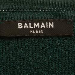 Pre Owned Balmain Green Textured Knit Pullover M