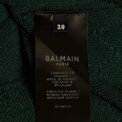 Pre Owned Balmain Green Textured Knit Pullover M