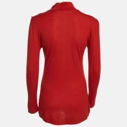 Pre Owned Balmain Red Knit Turtle Neck Pullover L