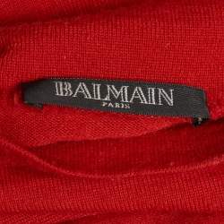 Pre Owned Balmain Red Knit Turtle Neck Pullover L