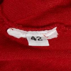 Pre Owned Balmain Red Knit Turtle Neck Pullover L