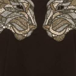 مملوكة مسبقًا Balmain Black Jersey Embellished Signature Tiger T-Shirt XS