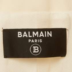 مملوكة مسبقًا Balmain Cream Gabardine Embellished Double Breasted Blazer S