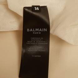 مملوكة مسبقًا Balmain Cream Gabardine Embellished Double Breasted Blazer S