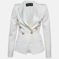 Pre Owned Balmain x H&M Cream Wool Double Breasted Blazer XS