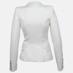 Pre Owned Balmain x H&M Cream Wool Double Breasted Blazer XS