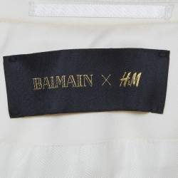 Pre Owned Balmain x H&M Cream Wool Double Breasted Blazer XS