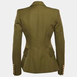 Pre Owned Balmain Green Wool Double Breasted Blazer S