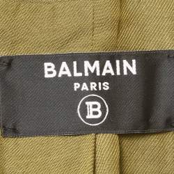 Pre Owned Balmain Green Wool Double Breasted Blazer S
