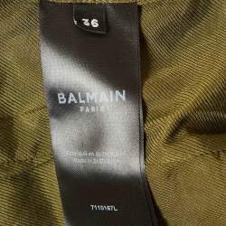 Pre Owned Balmain Green Wool Double Breasted Blazer S