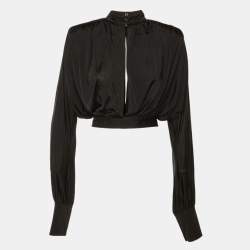 مملوكة مسبقًا Balmain Black Jersey Crop Top S