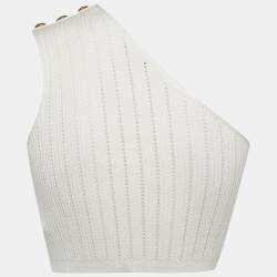مملوكة مسبقًا توب كتف واحد تريكو بوينتيل أبيض بَالْمِين مقاس صغير