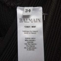 Pre Owned فستان قصير بالمان أوف شولدر مقلم شفاف أسود مقاس صغير - سمول