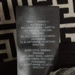 Pre Owned Balmain Beige/Black Monogram Jacquard Knit Cutout Mini Dress S