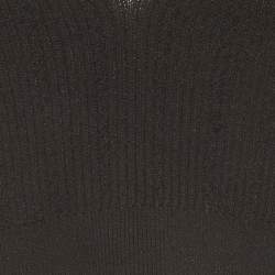 Pre Owned Balmain Black Rib Knit Halter Neck Cut-Out Crop Top S